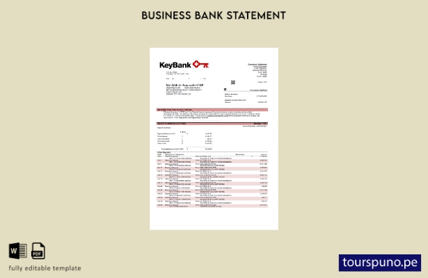 listo para imprimir Plantilla de extracto bancario comercial de Keybank Plantill
